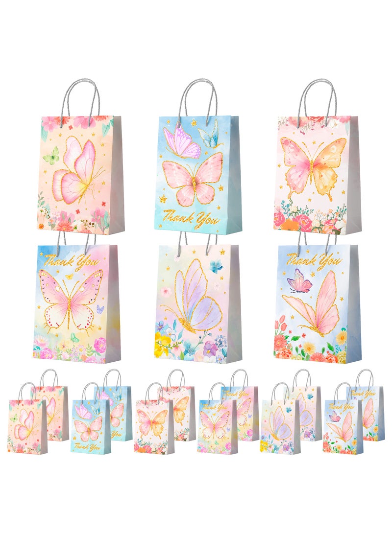 FRUITFUL PARTY Butterfly Party Favor Bags with Handles, 24pcs Butterfly Goodie Bags Gift Bags Butterfly Candy Bags Butterfly Treat Bags Butterfly Paper Bags for Butterfly Party Supplies - Image 1